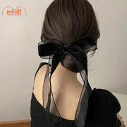 Kẹp mái nơ đen trắng PO
