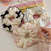 Scrunchies 3 nơ đen hồng PO
