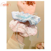 Scrunchies nơ xanh hồng caro PO