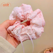 Scrunchies nơ xanh hồng caro PO
