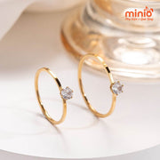 Nhẫn titan mảnh 1 hạt đá gold