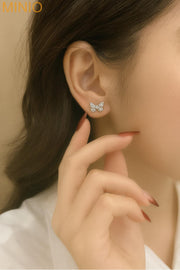 Bông tai xi 925 nơ đính đá 320MH