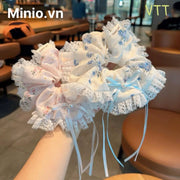 Scrunchies viền ren nơ trai dài