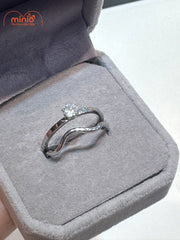 Set 2 nhẫn titan trơn sóng + hạt đá