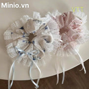 Scrunchies viền ren nơ trai dài