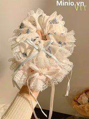 Scrunchies viền ren nơ trai dài