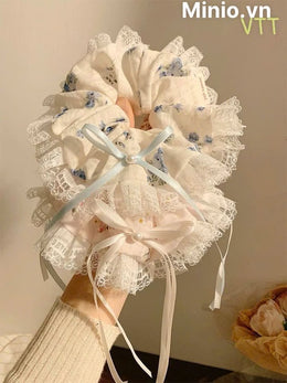 Scrunchies viền ren nơ trai dài
