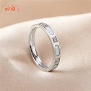 Nhẫn titan đá vuông mix xà cừ 53MH