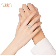 Set 2 nhẫn titan trơn sóng + hạt đá