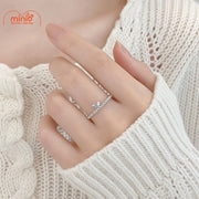 Nhẫn titan đính đá đuôi cá MH