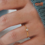 Nhẫn titan mảnh 1 hạt đá gold