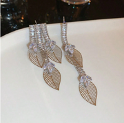 Bông tai dài xi 925 chiếc lá 065130 MH