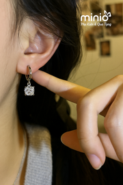 Bông tai xi 925 thả châu vuông 048MH