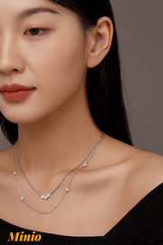 Dây chuyền titan dây kép đá nhỏ 055MH