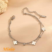 Lắc tay titan dây kép cỏ 4 lá 047MH