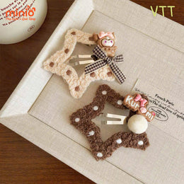 Set 2 kẹp mái sao len nâu