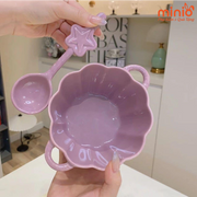 Set thố hoa kèm muỗng ngôi sao pastel