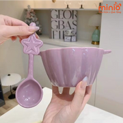 Set thố hoa kèm muỗng ngôi sao pastel