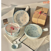 Thố tay cầm nơ tuyết xanh