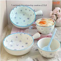 Thố tay cầm nơ tuyết xanh