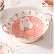 Thố thỏ dâu 2 tay cầm 9.5in