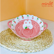 Thố thỏ dâu 2 tay cầm 9.5in