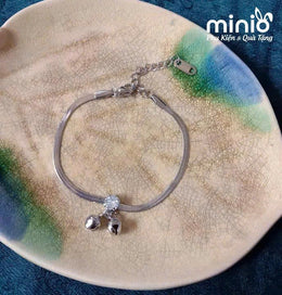 Lắc tay inox dây bẹt 2 chuông 0018 MY