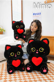 Mèo đen ôm tim S3 38cm QCCC