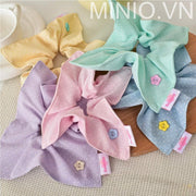 Scunchies vuông chấm bi nút hoa