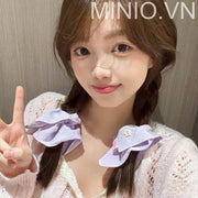 Scunchies vuông chấm bi nút hoa