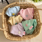 Scunchies vuông chấm bi nút hoa