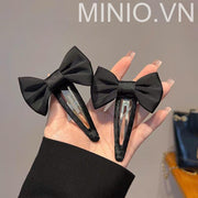 Set 2 kẹp mái bấm nơ đen