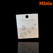 Set 3 đôi bông tai xi 925 trăng sao 040MH