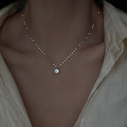 Dây chuyền titan đá tròn dây mảnh 041MH