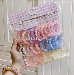 Set cột tóc lò xo màu hologram