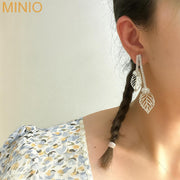 Bông tai dài xi 925 chiếc lá 072140 MH