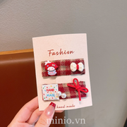 Set 2 kẹp mái charm tone đỏ PO