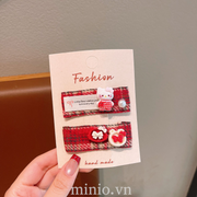 Set 2 kẹp mái charm tone đỏ PO