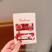 Set 2 kẹp mái charm tone đỏ PO
