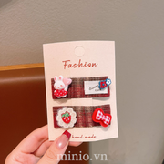 Set 2 kẹp mái charm tone đỏ PO