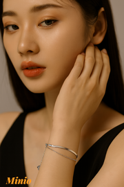 Lắc tay titan dây kép 047 trơn dẹt MH