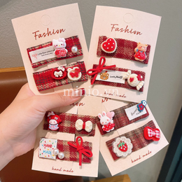 Set 2 kẹp mái charm tone đỏ PO