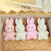 Bóp squishy mochi thỏ hồng trắng