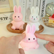 Bóp squishy mochi thỏ hồng trắng