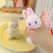 Bóp squishy mochi thỏ hồng trắng