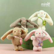 Móc khoá thỏ tai dài đeo hoa len