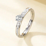 Nhẫn titan full đá 1 hạt lớn