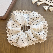 Scrunchies chấm bi viền ren