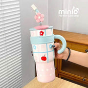 Bình giữ nhiệt cầm tay ống hút hoa