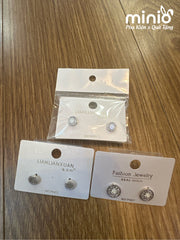 Bông tai xi 925 tròn đá 034